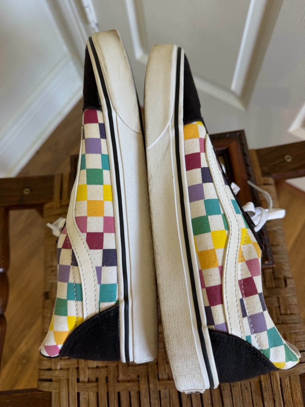 Vans Old Skool Colorblock Checkerboard Sneakers Women11 Multicolor Skate Shoes - Picture 3 of 7